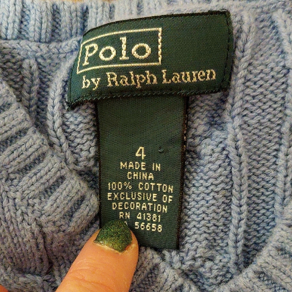 Polo by Ralph Lauren Boy's Light Blue V-Neck Sweater Vest - Picture 2 of 4